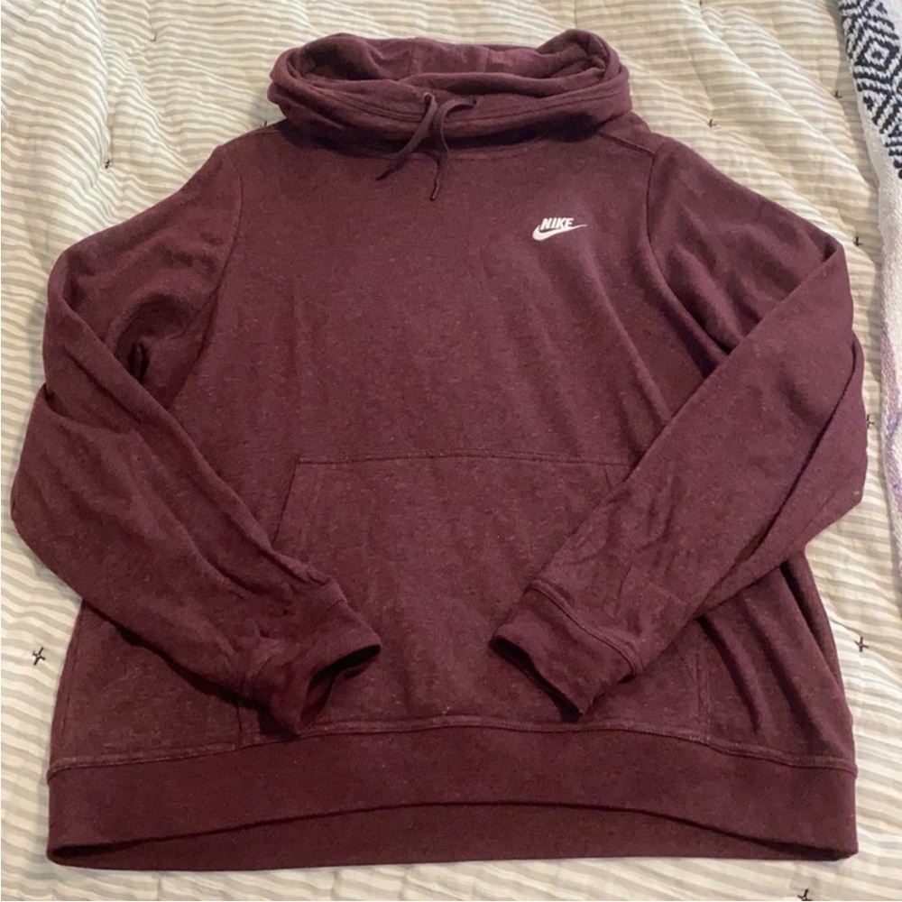 Nike burgundy cowl neck hoodie